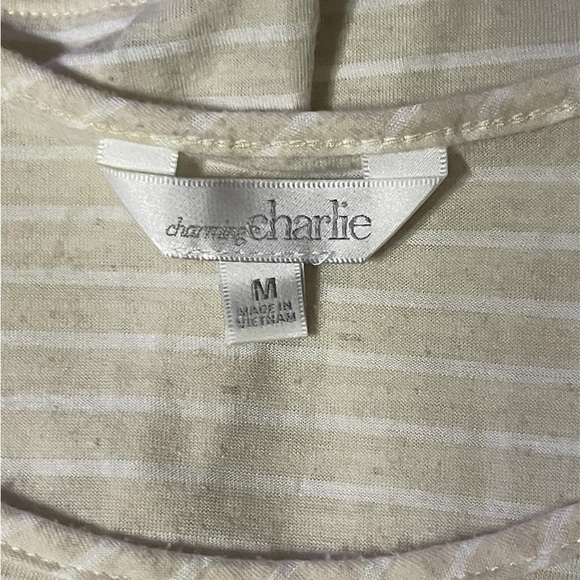 CHARMING CHARLIE 3/4 SLEEVE SCOOP NECK TEE SIZE MEDIUM GENTLY WORN - Picture 3 of 3